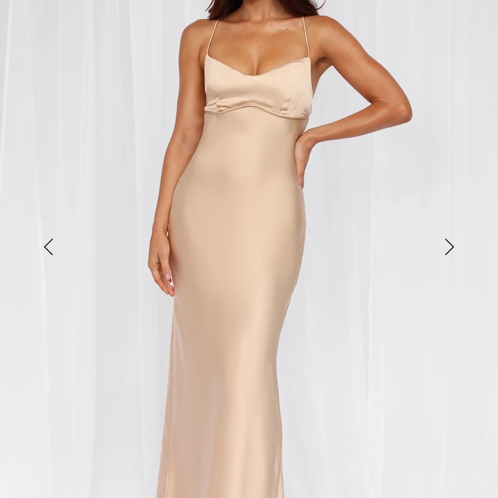 Hello Molly Champagne Satin Maxi Dress